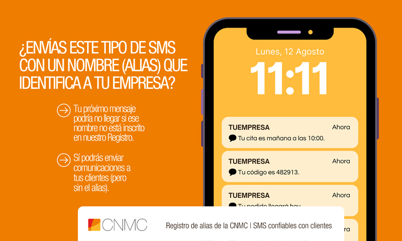 Bloqueo de los mensajes SMS, MMS o RCS enviados a números españoles, si las empresas no cuentan con un alias registrado en la CNMC.